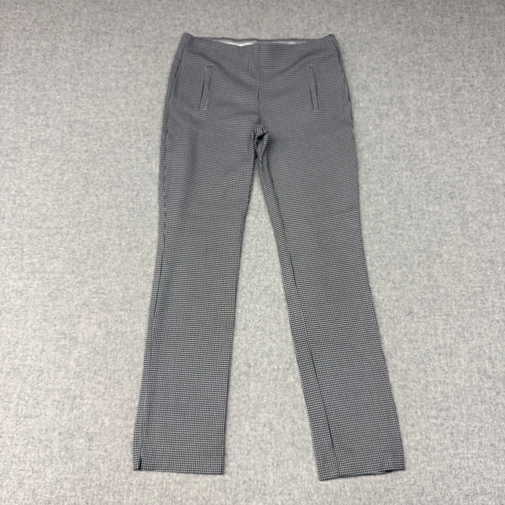 Chico's Houndstooth Pull-On Pants Size 00 Regular Black White Stretch Slim Leg